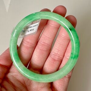 Size 54mm certified jade bangle, natural Burmese jadeite round bangle